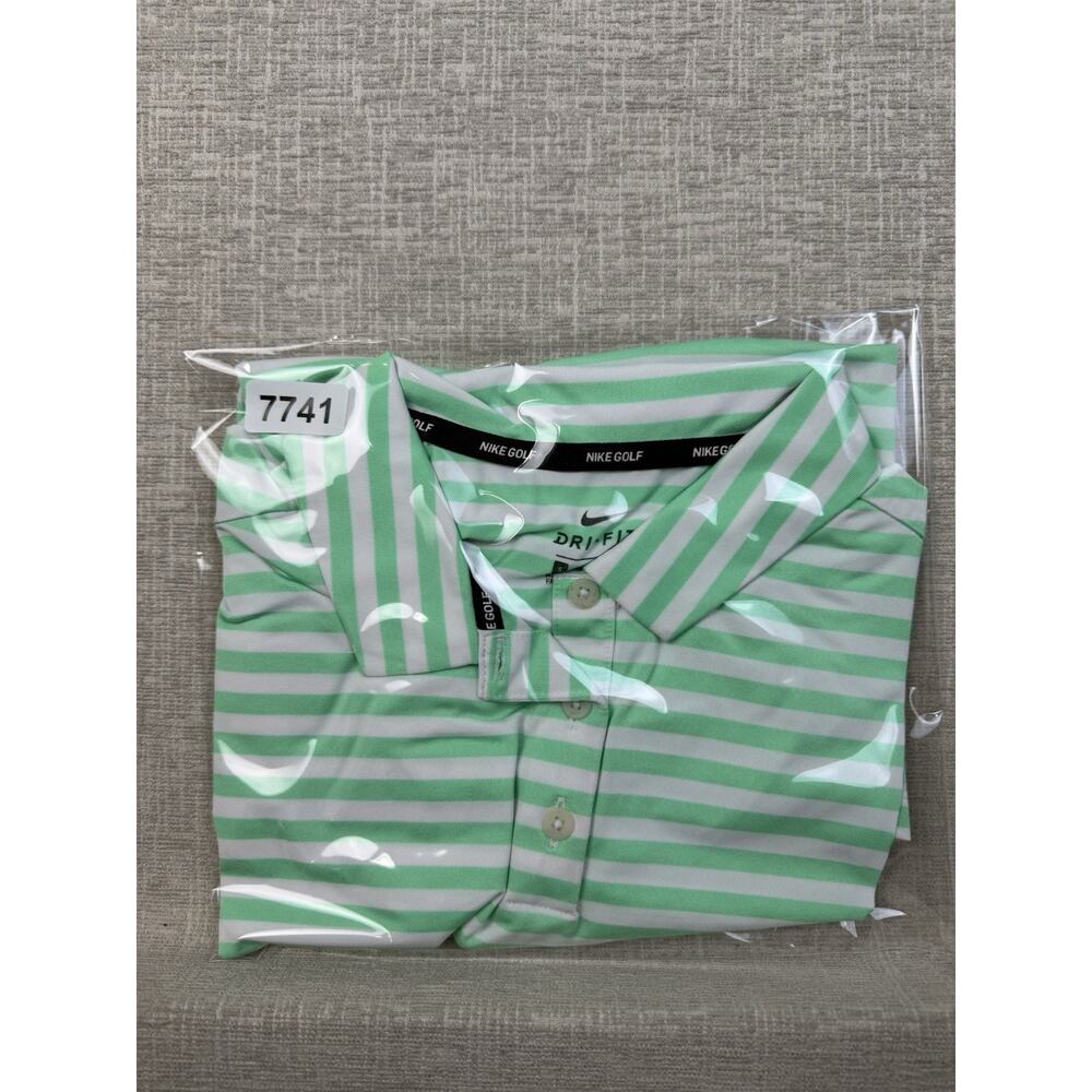 Nike Golf Women’s Small Green White Striped Dri-FIT Performance Polo Shirt - Picture 8 of 8